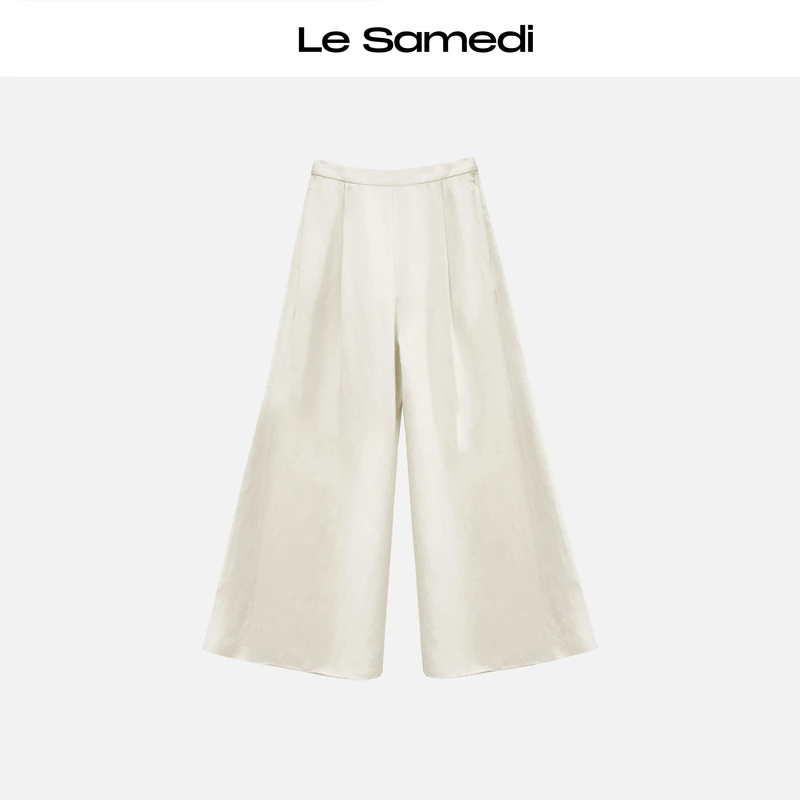 Le Samedi【梦回浪花】纯白诗意 垂坠飘逸 丝麻大喇叭甩甩阔腿裙裤