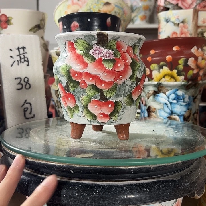 景德镇手绘花盆满38包邮偏远地区除外