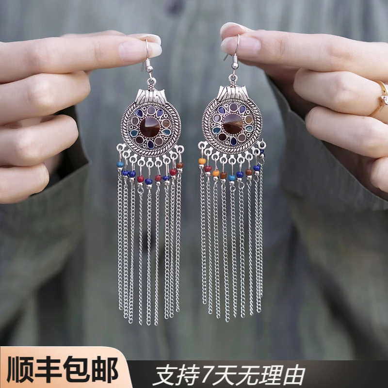 S58【正品】气质轻奢百搭简约长款个性流苏古典国风耳饰宫廷风