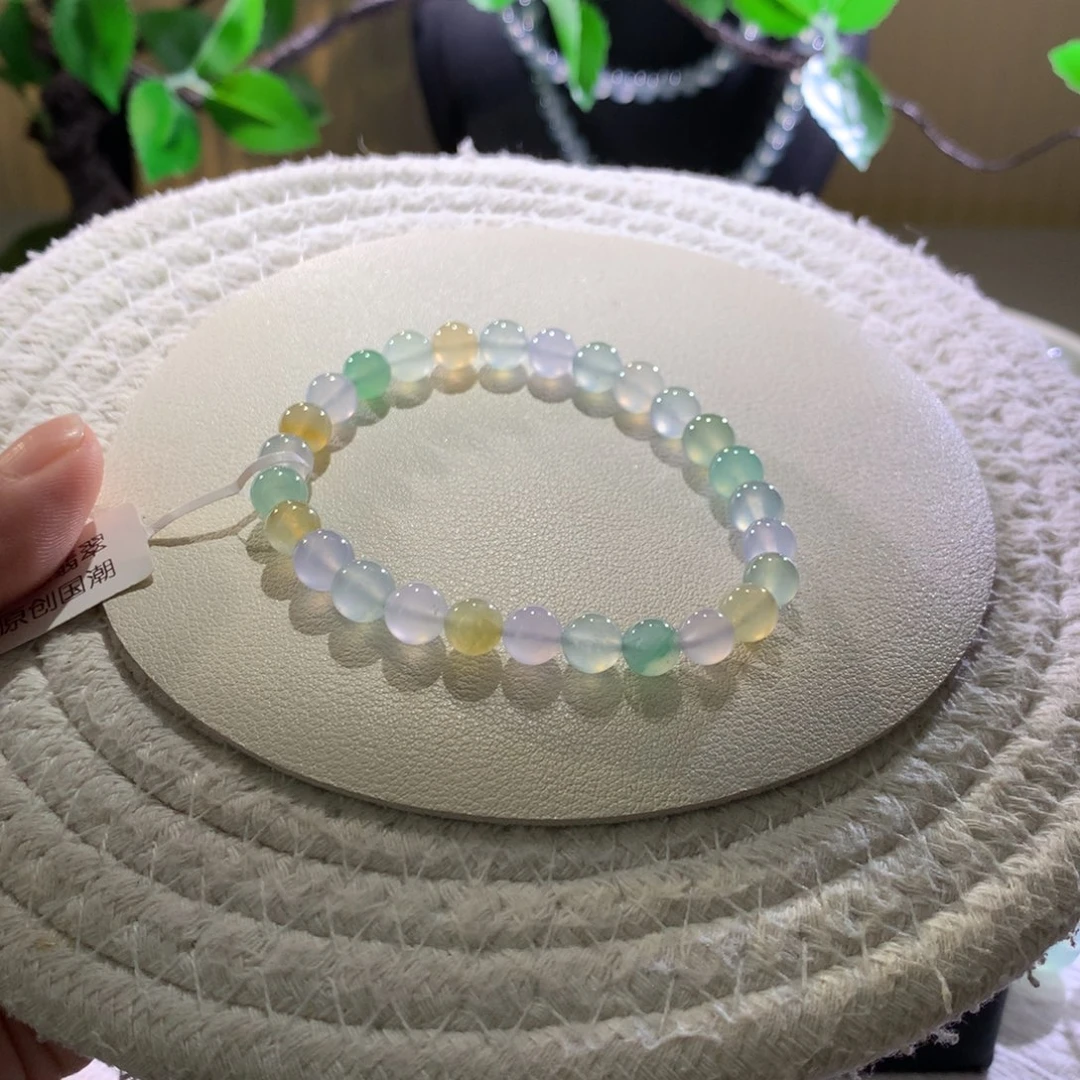 散珠翡翠天然缅a卡6-7mm冰糖多宝