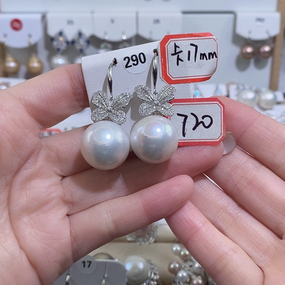 耳饰淡水珍珠银S925镶嵌W
