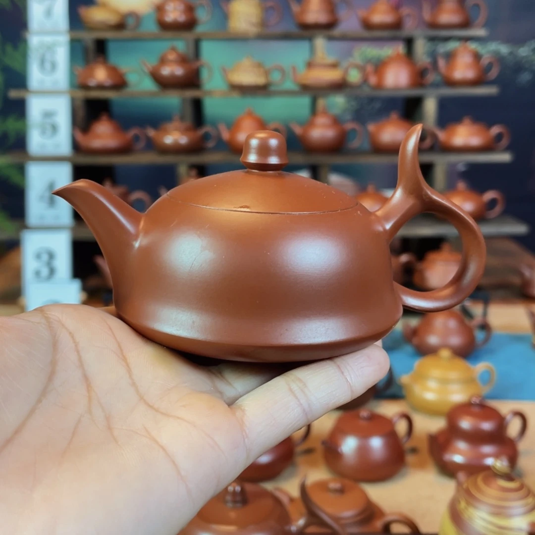 茶壶紫砂开**福潮州手工手把朱泥将军壶