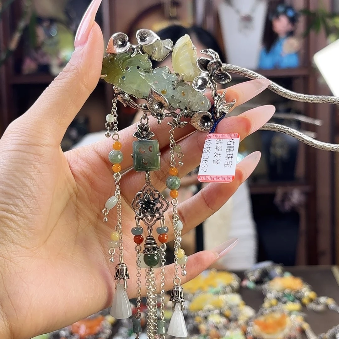 翡翠银S925镶嵌发饰