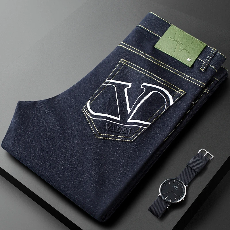 轻奢春季薄款高端新款欧货洗水牛仔裤男修男士男款宽松八分牛仔裤