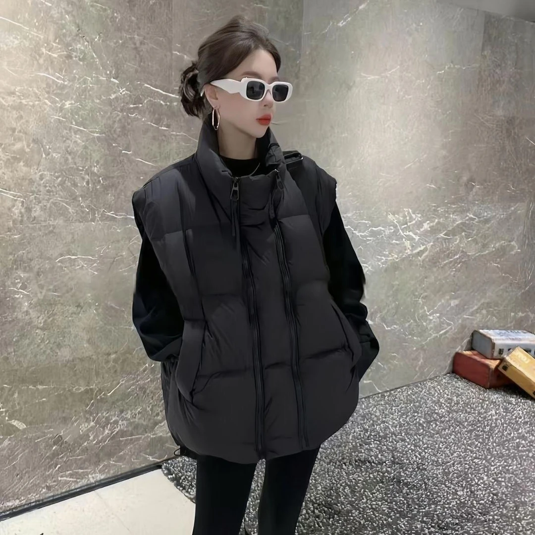 2025今年流行的冬季保暖棉服马甲女新款加厚双拉链面包服外套棉衣