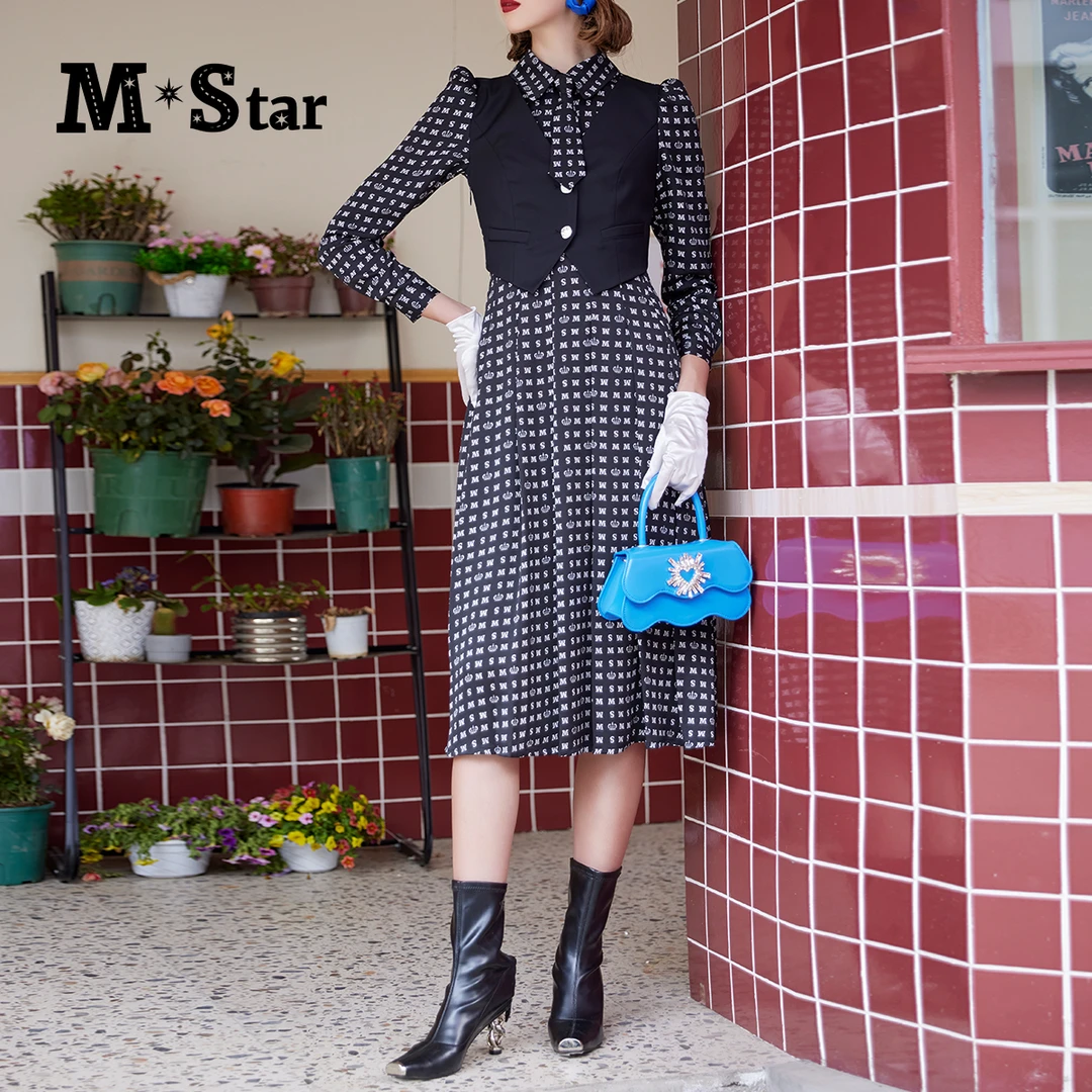 【九月专属】M-Star字母洋气假两件衬衫裙 SCEL133445