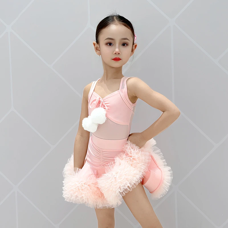 尚裁艺拉丁舞服女童2025新款国标网红裙摆夏专业演出练功服25095