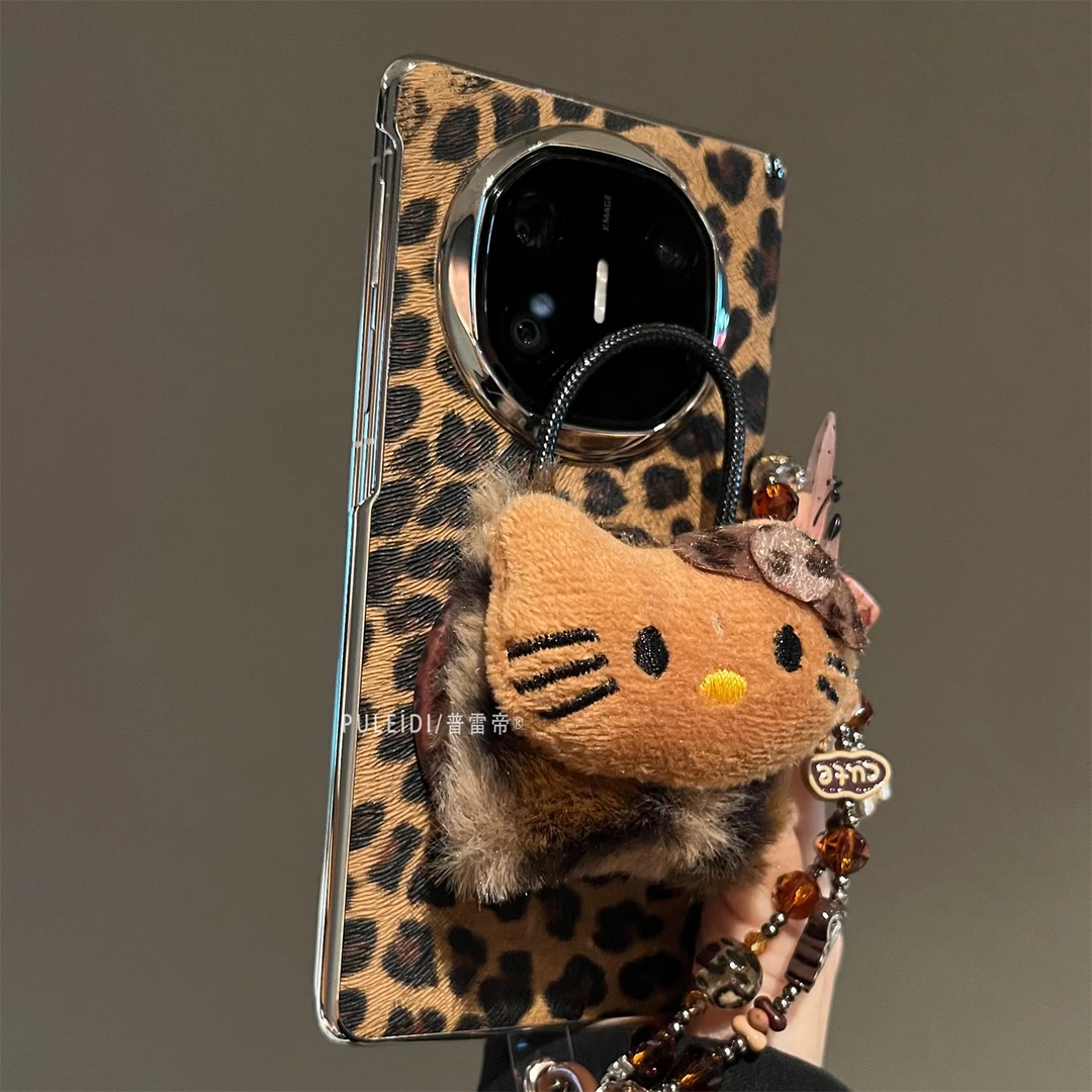 ins风磁吸豹纹支架适用华为MateX7典藏版折叠屏手机壳X6/X5/X3