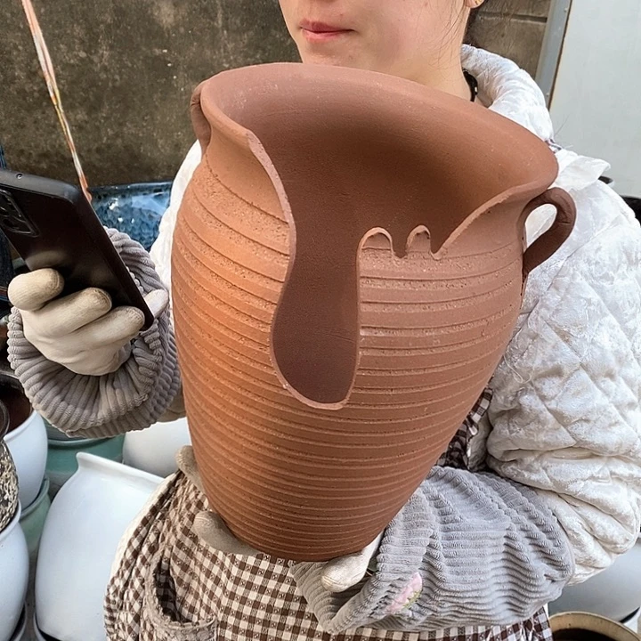 紫砂花盆瑕疵口20高26