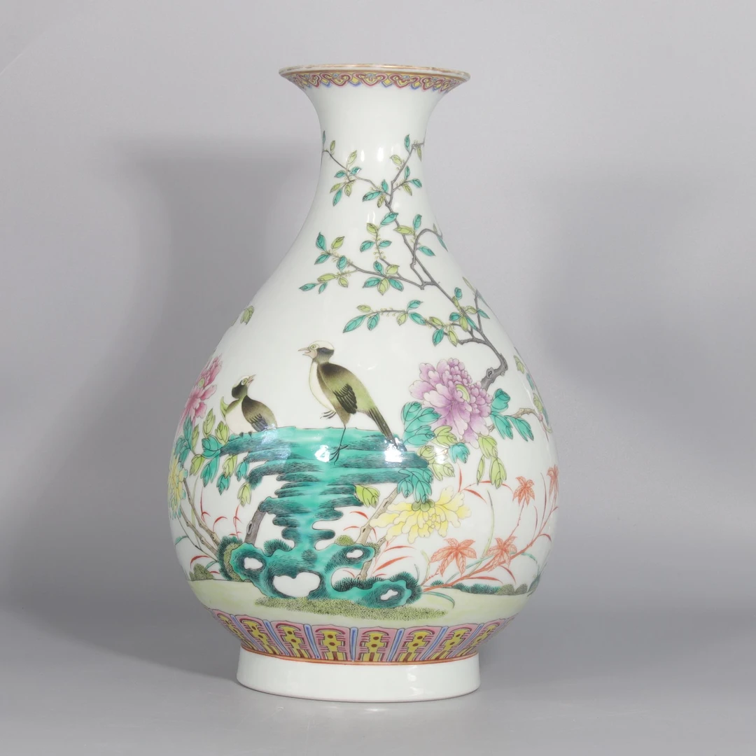  粉彩花鸟纹玉壶春瓶  H501-003
