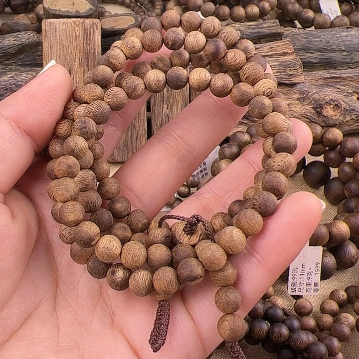 手串沉香红骨凹身圆珠多圈6mm10g+