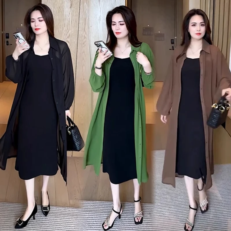 防晒衬衫女2025夏新款时髦洋气中长款气质百搭长袖薄款过膝上衣潮