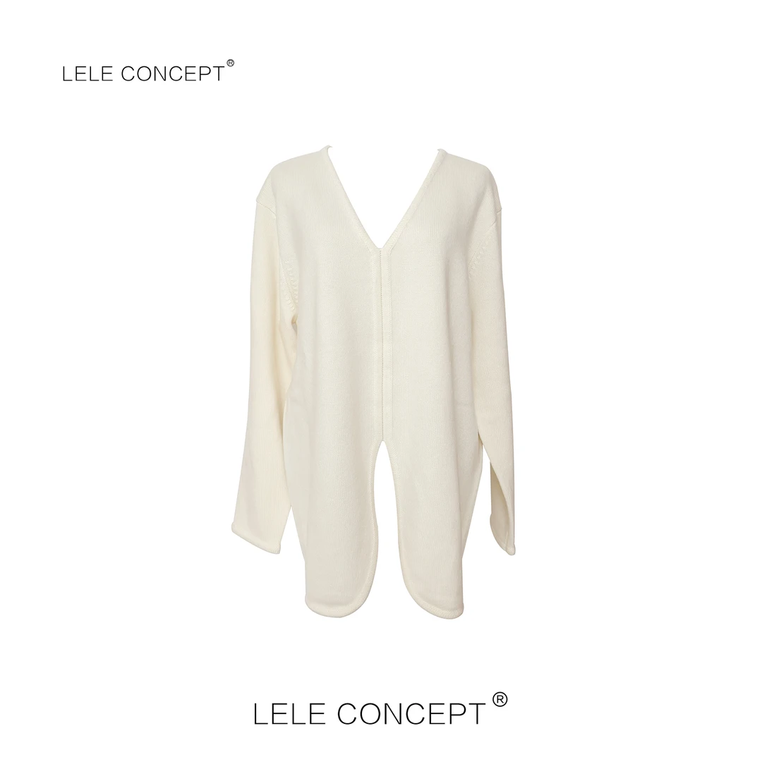 LELE CONCEPT丨法式轻奢气质款V领前开衩上衣FS25C0005Y