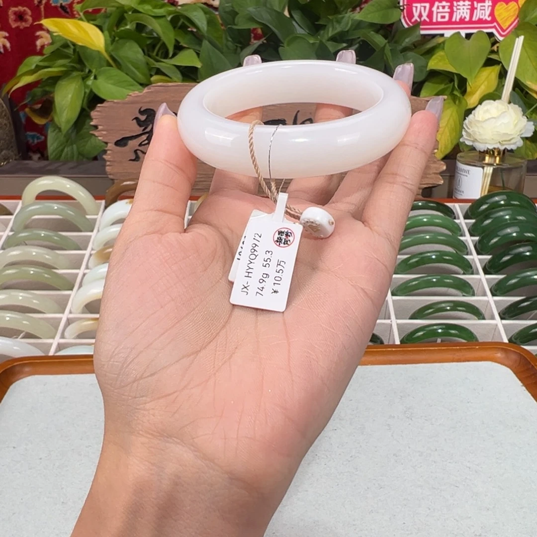 和田玉未镶嵌手镯和田玉羊脂白玉一级白轮胎手镯