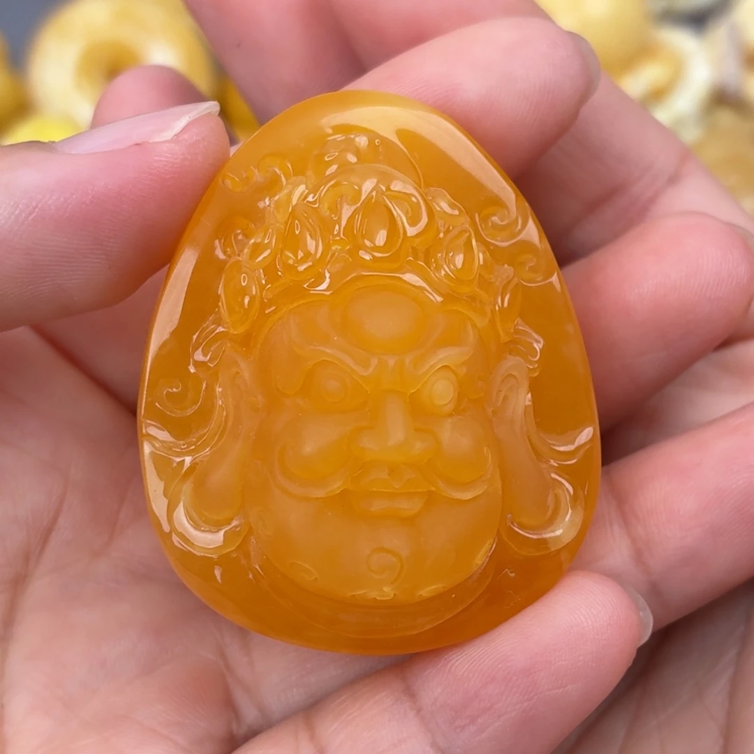 琥珀未镶嵌裸石橘红大黑天