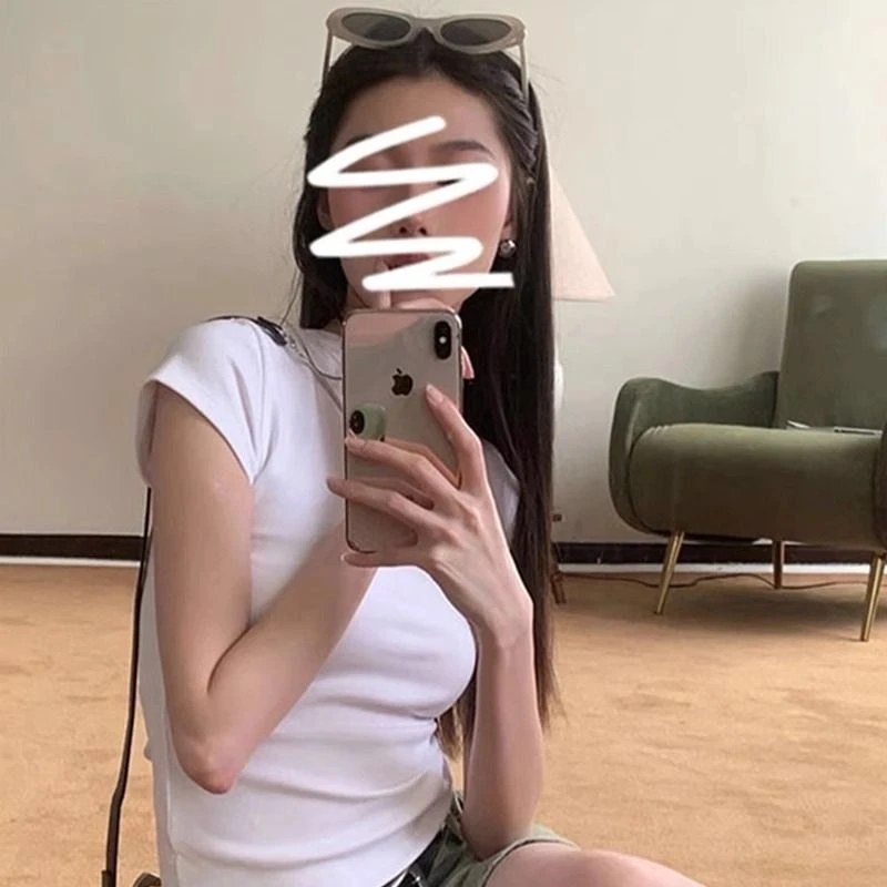 【运补】高弹显身材圆领短袖t恤女纯色修身显瘦打底衫辣妹性感上衣