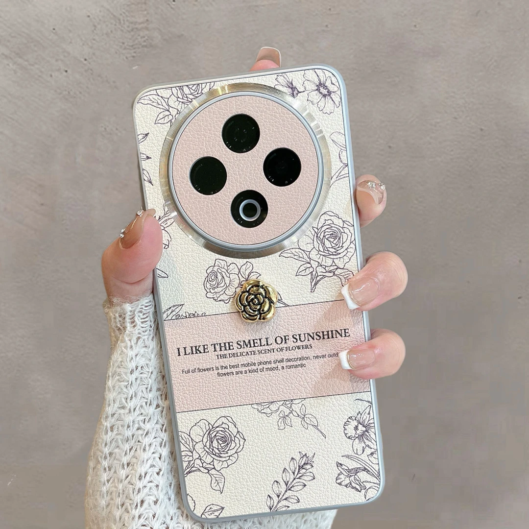 适用于vivoy500手机壳v2506a新款女玫瑰花全包防摔高级感简约时尚