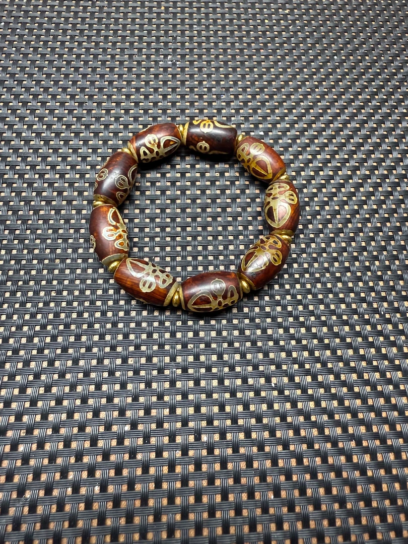 双面带杵老玛瑙平安手串