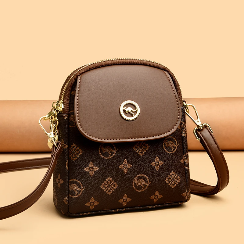 琳蒂袋鼠手机钥匙包斜挎包迷你夏天2025新款时尚竖款妈妈女包软皮