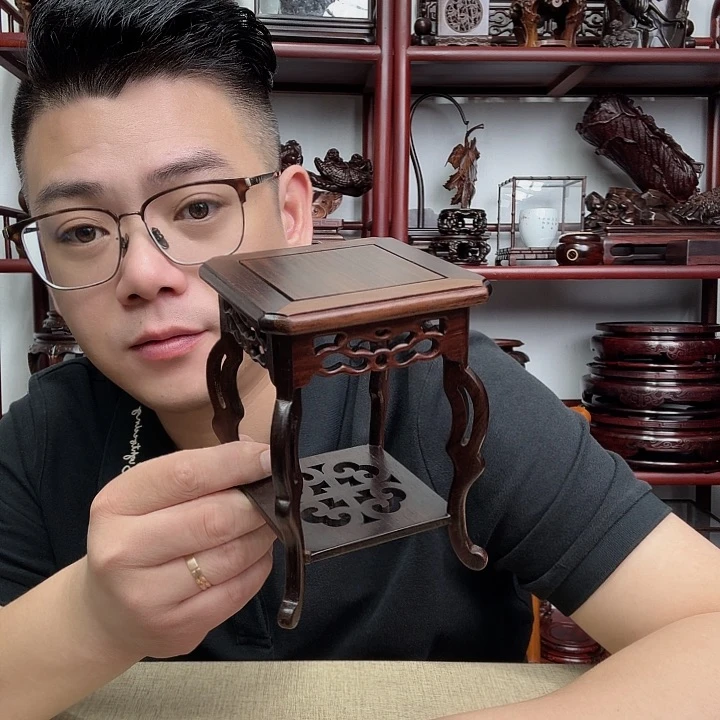 大红酸枝工艺品底座