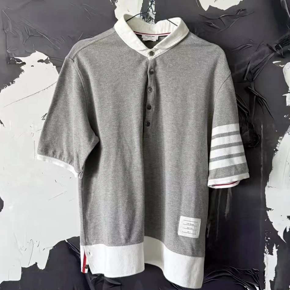 99新 THOMBROWNE 四杠灰色系学院风短袖/3码/E0115