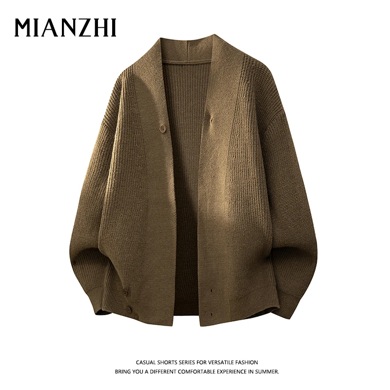 棉致慵懒风毛衣开衫男士春秋季新款宽松休闲针织衫外套潮流上衣服