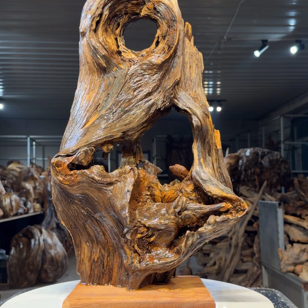 桃***扇木王一刀琥珀木摆件59