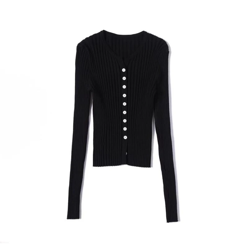 【李李推荐】秋冬新款圆领气质名媛单排扣针织上衣5800