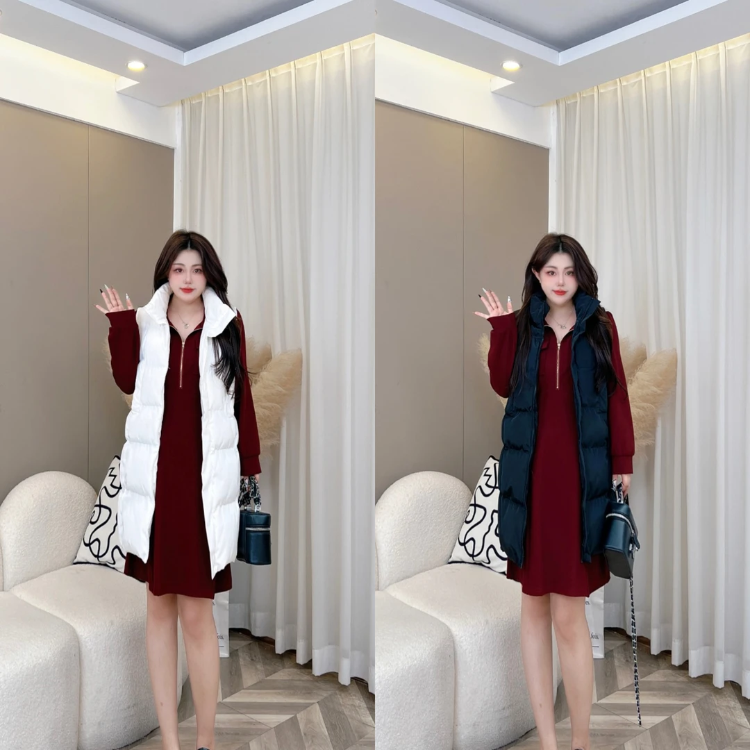 【玲胖胖 馨暖阳冬】秋冬季简约百搭大码女装背心外套纯色马甲90722