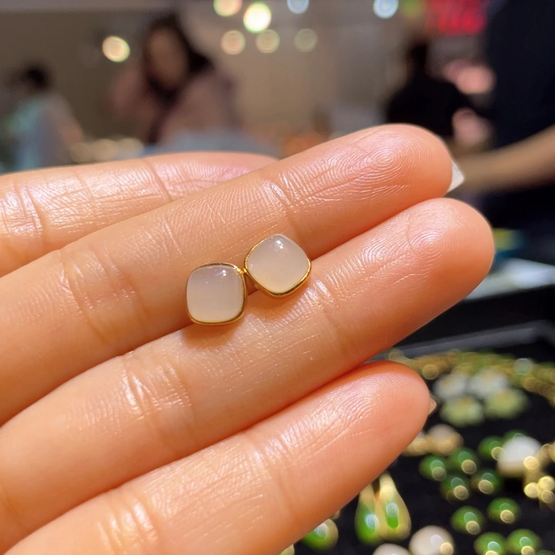 银S925镶嵌和田玉耳饰卡7