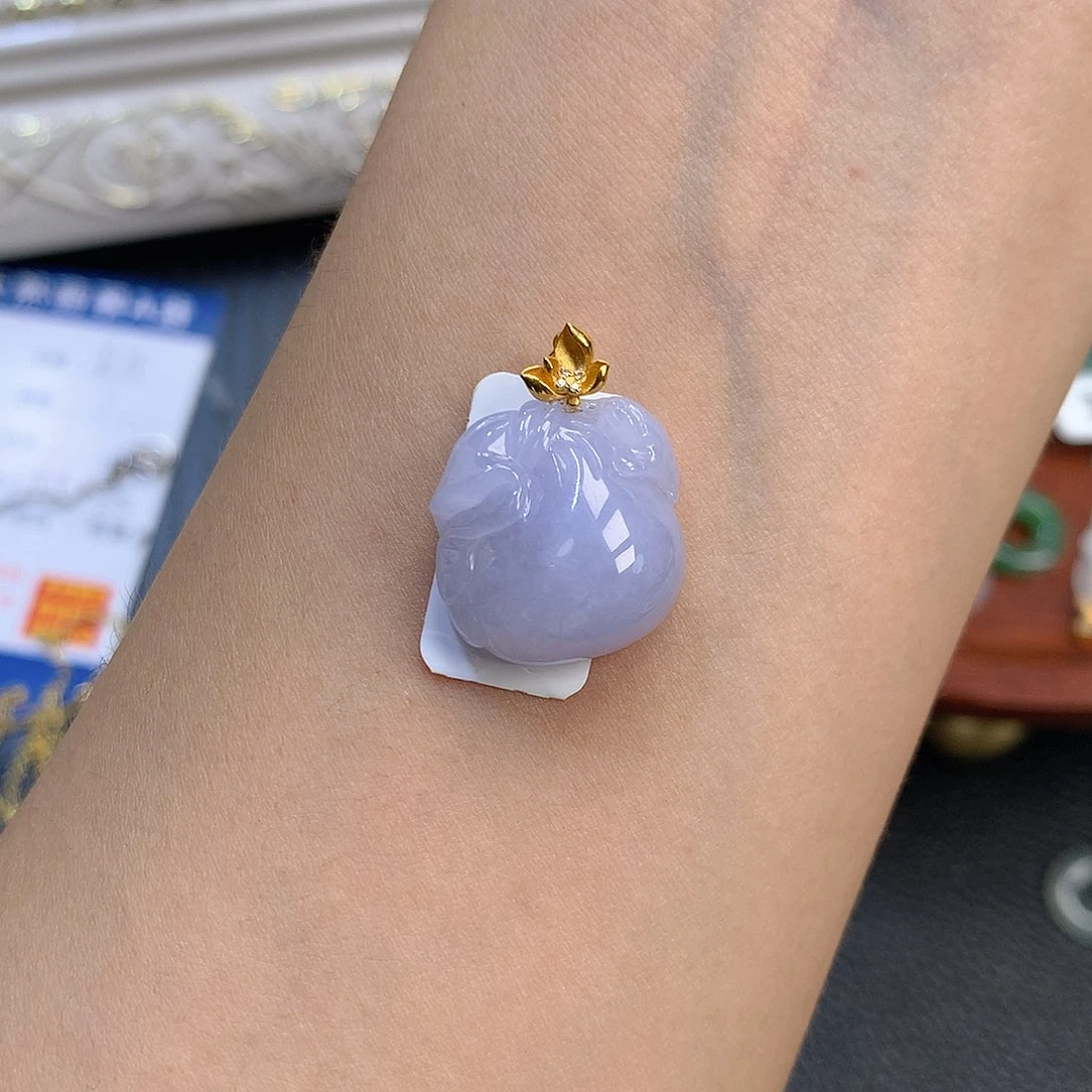 翡翠18K金镶嵌吊坠(不含链)翡翠
