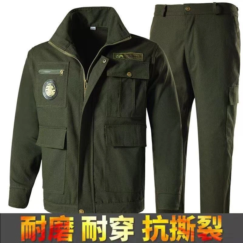 迷彩服套装绿色加厚耐磨工作防烫汽修电焊工建筑工地户外