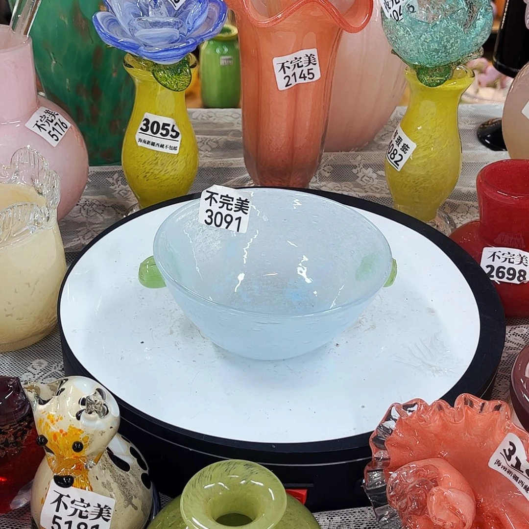 3091 宽15家悦琉璃花瓶摆件微瑕