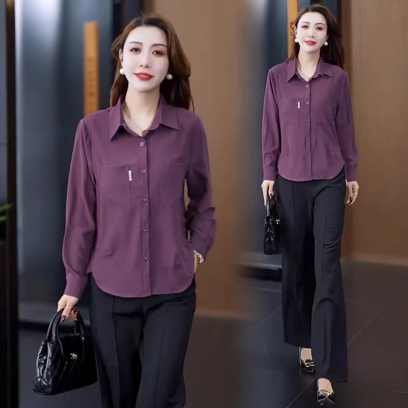 时尚洋气衬衫女2025春季新款宽松遮肚子显瘦休闲百搭衬衣小衫上衣