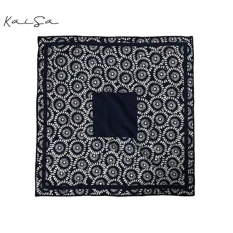 【青花复古】桑蚕丝绵羊毛方巾丝巾围巾65*65