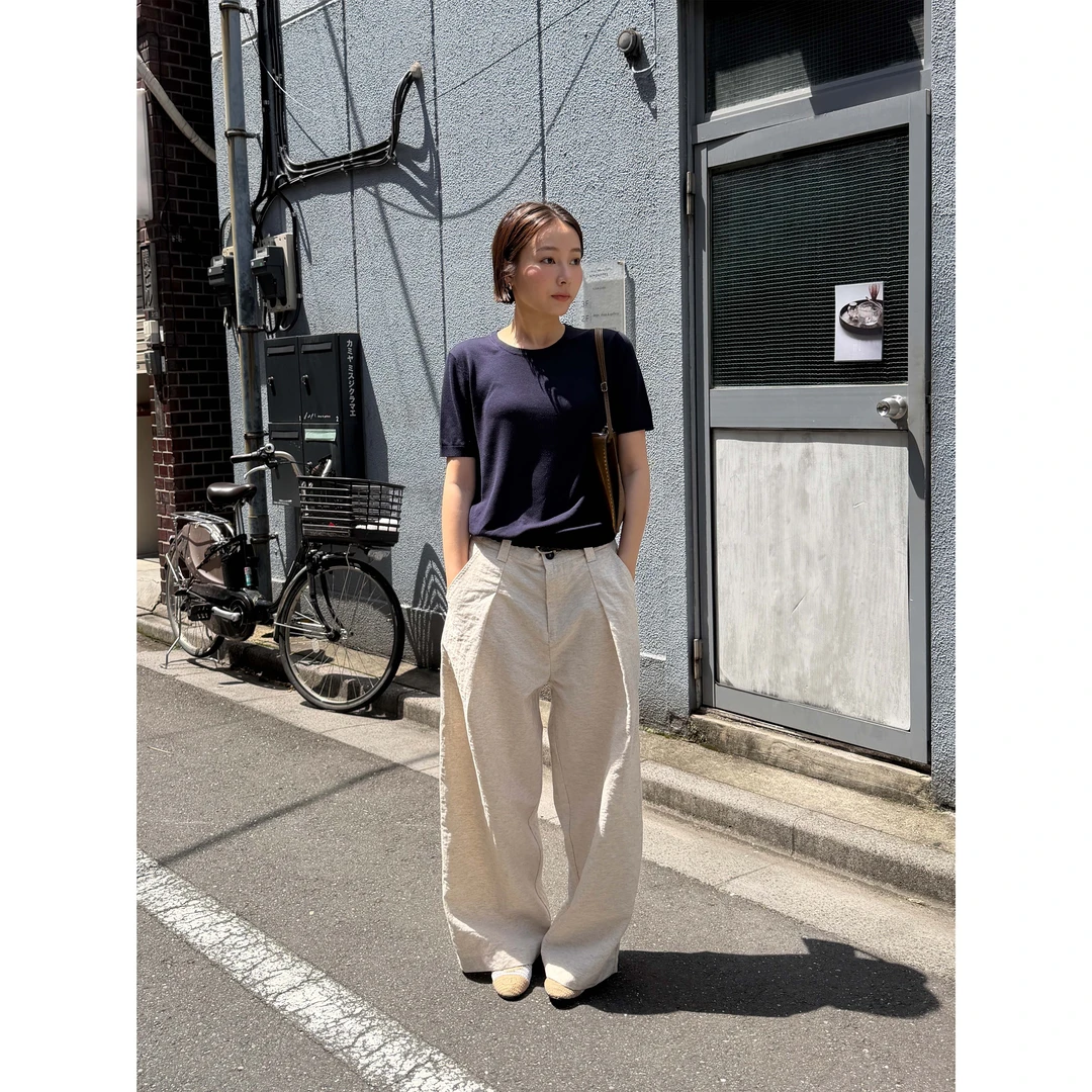 Anniehall26ss 「天然亚麻 抗皱 廓形」白色亚麻混纺宽松廓形长裤