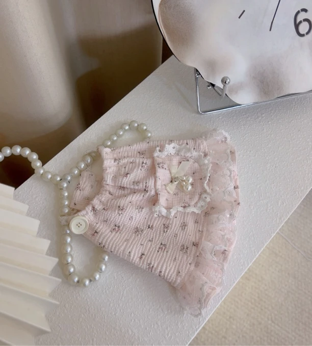 珍珠碎花泡泡棉挂脖裙宠物衣服|小饼干手作
