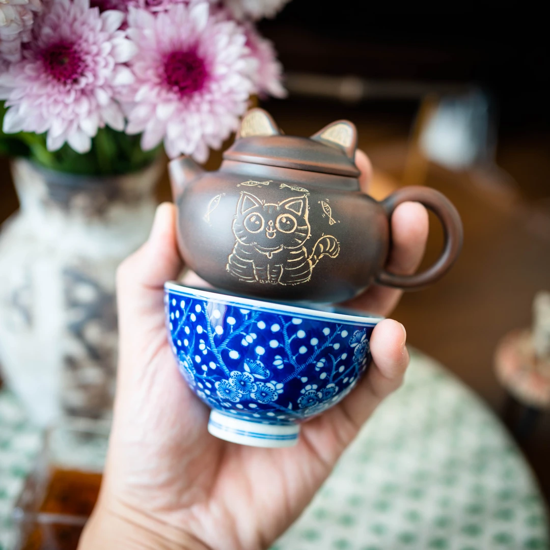 【小猫壶】广西钦州坭兴陶小猫壶150cc