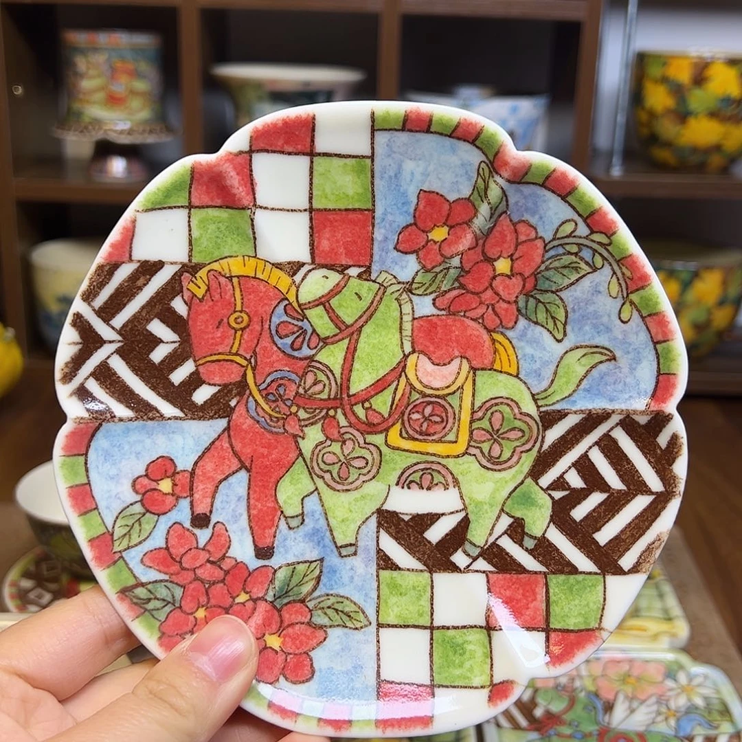 摆件陶原创手绘高温釉下彩