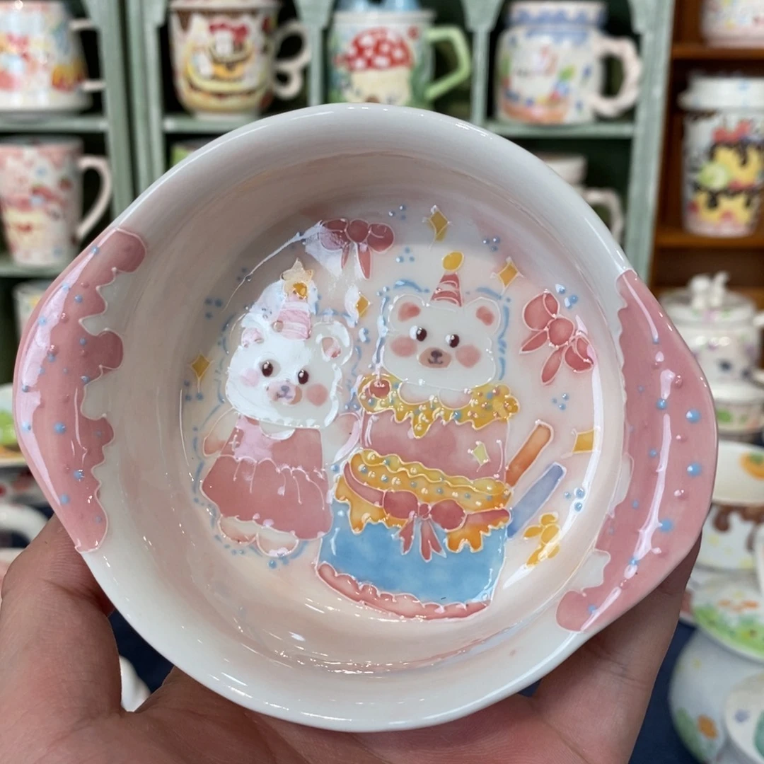 瓷片蛋糕小熊米饭碗