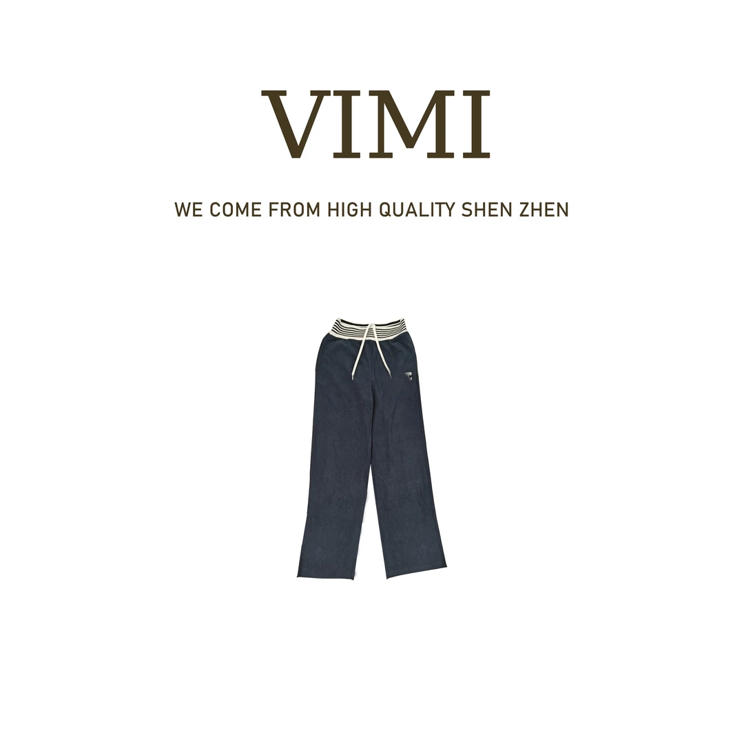 VIMI·休闲简约松紧腰直筒款式慵懒风阔腿卫裤NS17030
