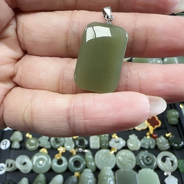 和田玉吊坠(不含链)银S925镶嵌秋*