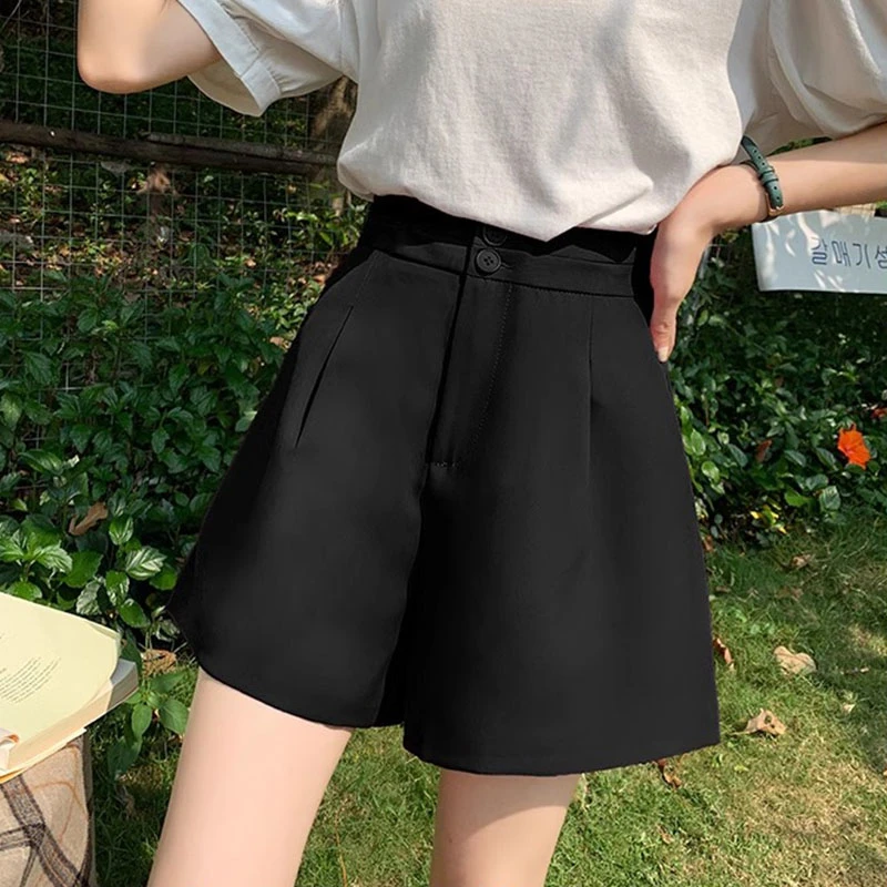 高腰西装短裤女款外穿夏天休闲显瘦阔腿百搭四分裤女韩版宽松短裤