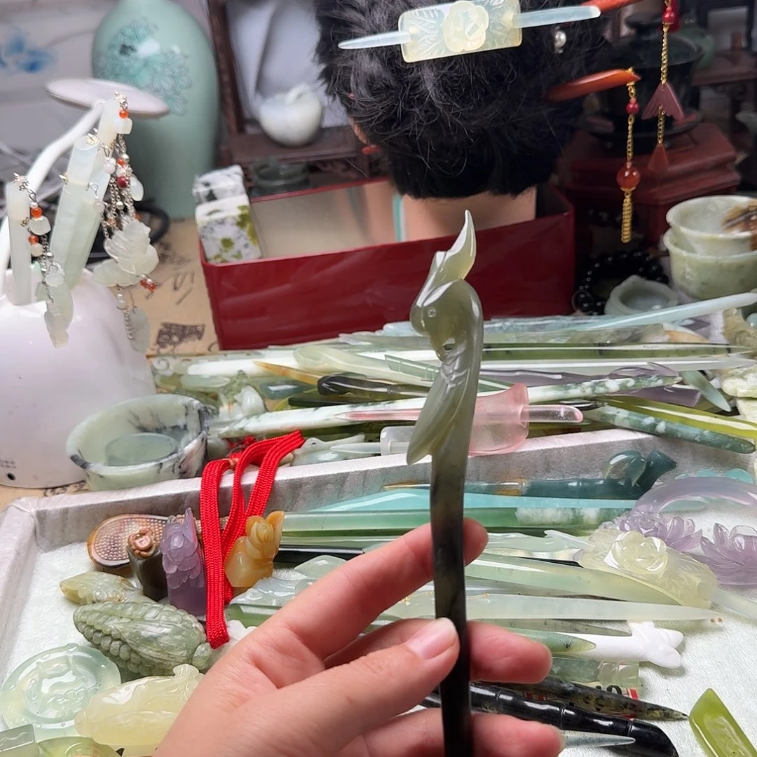 蛇纹石玉合金发饰