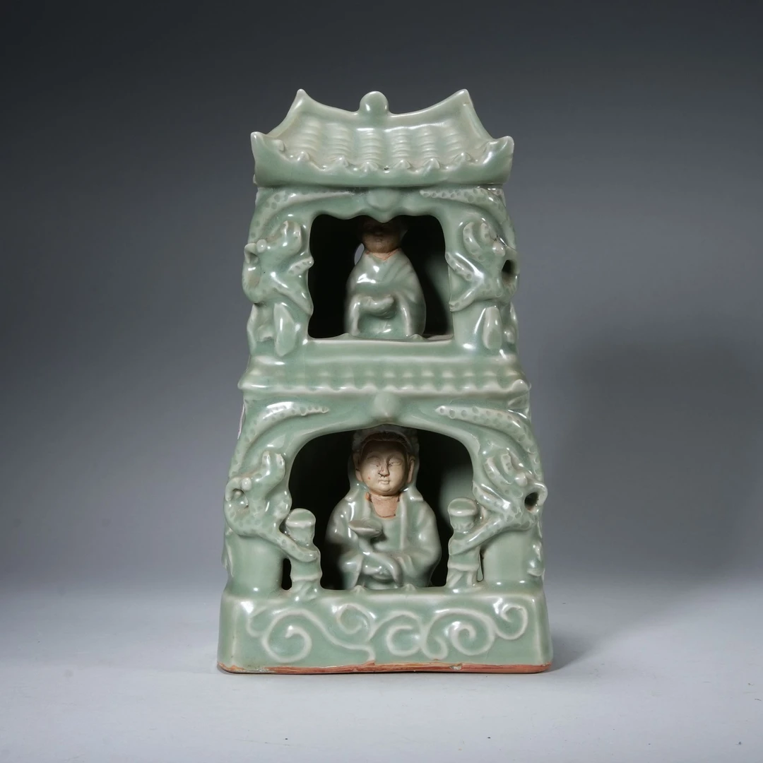 h106/明代 龙泉窑青釉双层佛龛【华豫之门甄选】