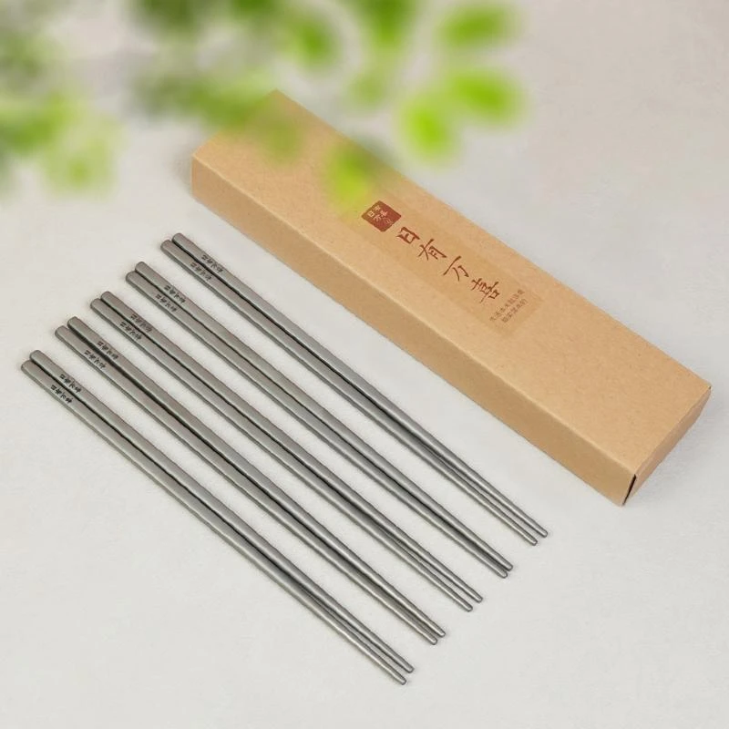 【香掌柜】日有万喜定制耐高温抗菌防霉纯钛筷子（五双装）