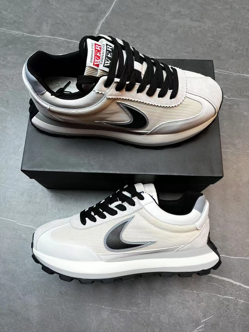 77555白男鞋百搭休闲鞋欧货潮款老爹鞋增高软底阿甘鞋