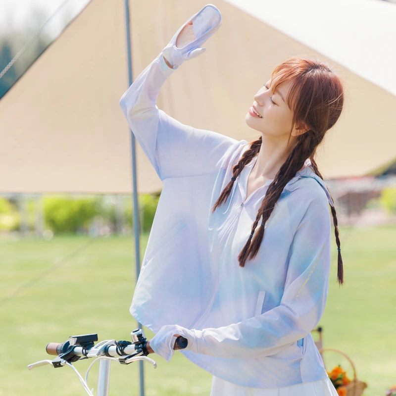 【防晒】2024年新款夏季冰丝凉感女款防晒衣短款连帽修身全包防晒服