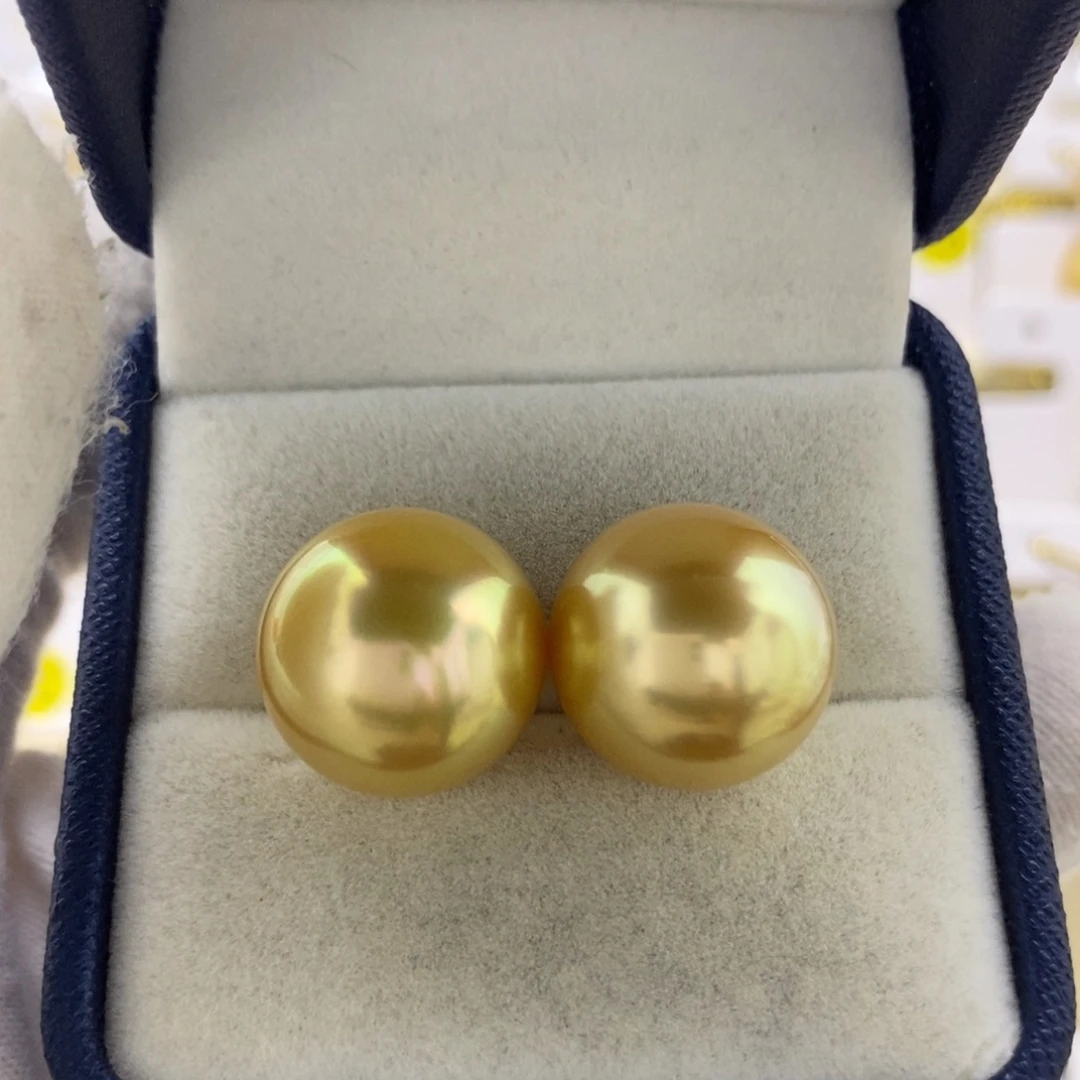 海水珍珠裸珠15.2南洋金珠对珠