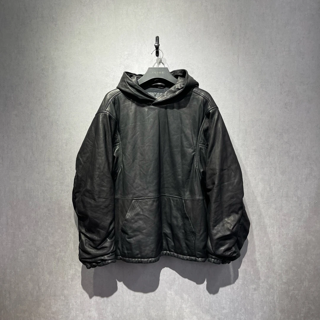 未使用 Balenciaga/巴黎世家 暴雪系列全羊皮连帽卫衣/1码/